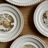 6 dessert plates and cake dish Harkerware USA