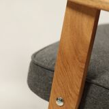 Fauteuil du milieu du siècle, revêtement en laine grise, bois de chêne, chaise longue de Style Vintage après rénovation