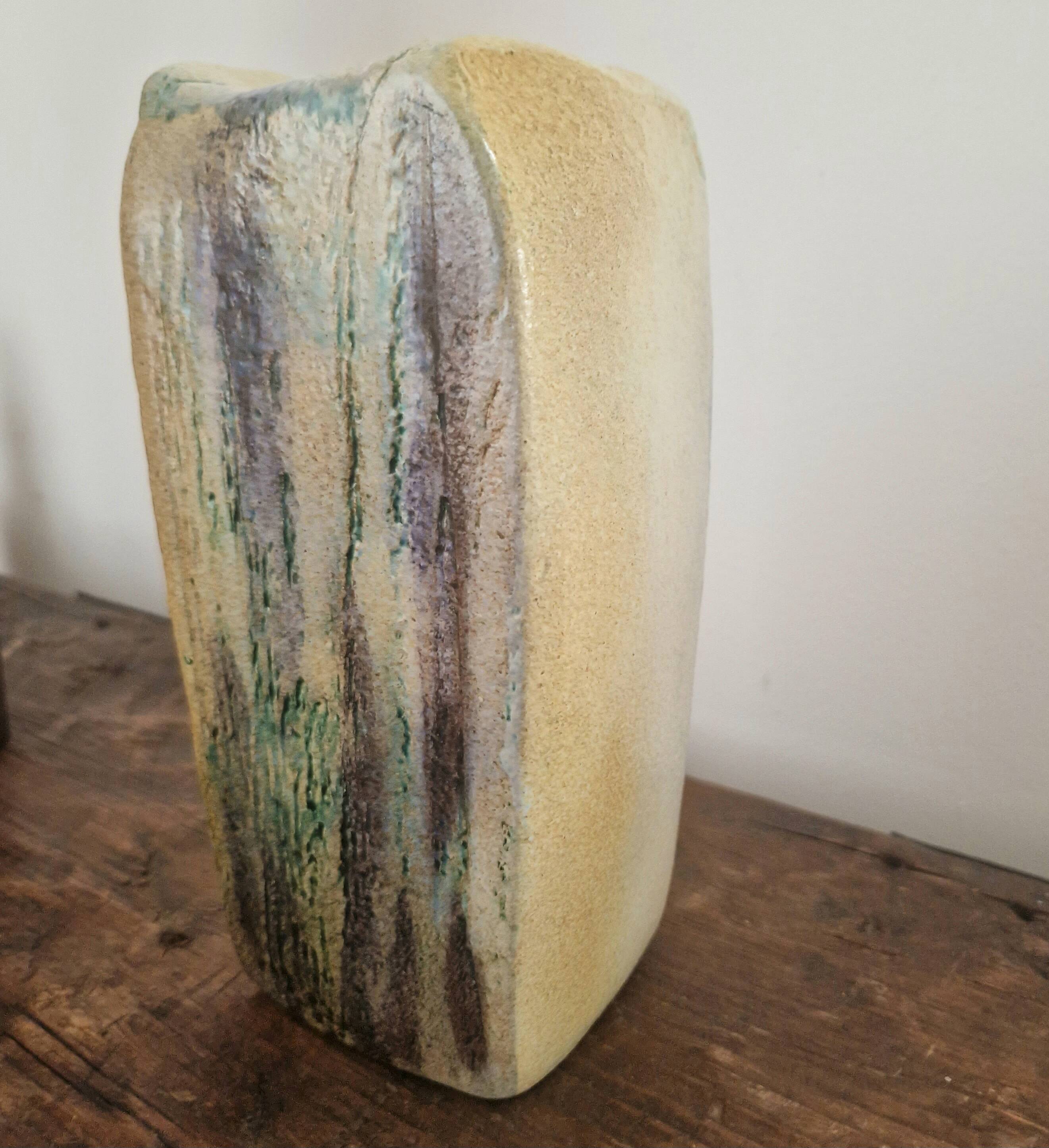 Vase brutaliste monolithe en grès XXe