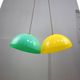 Mid-century italian brass and plexiglass pendant lamp, set of 2