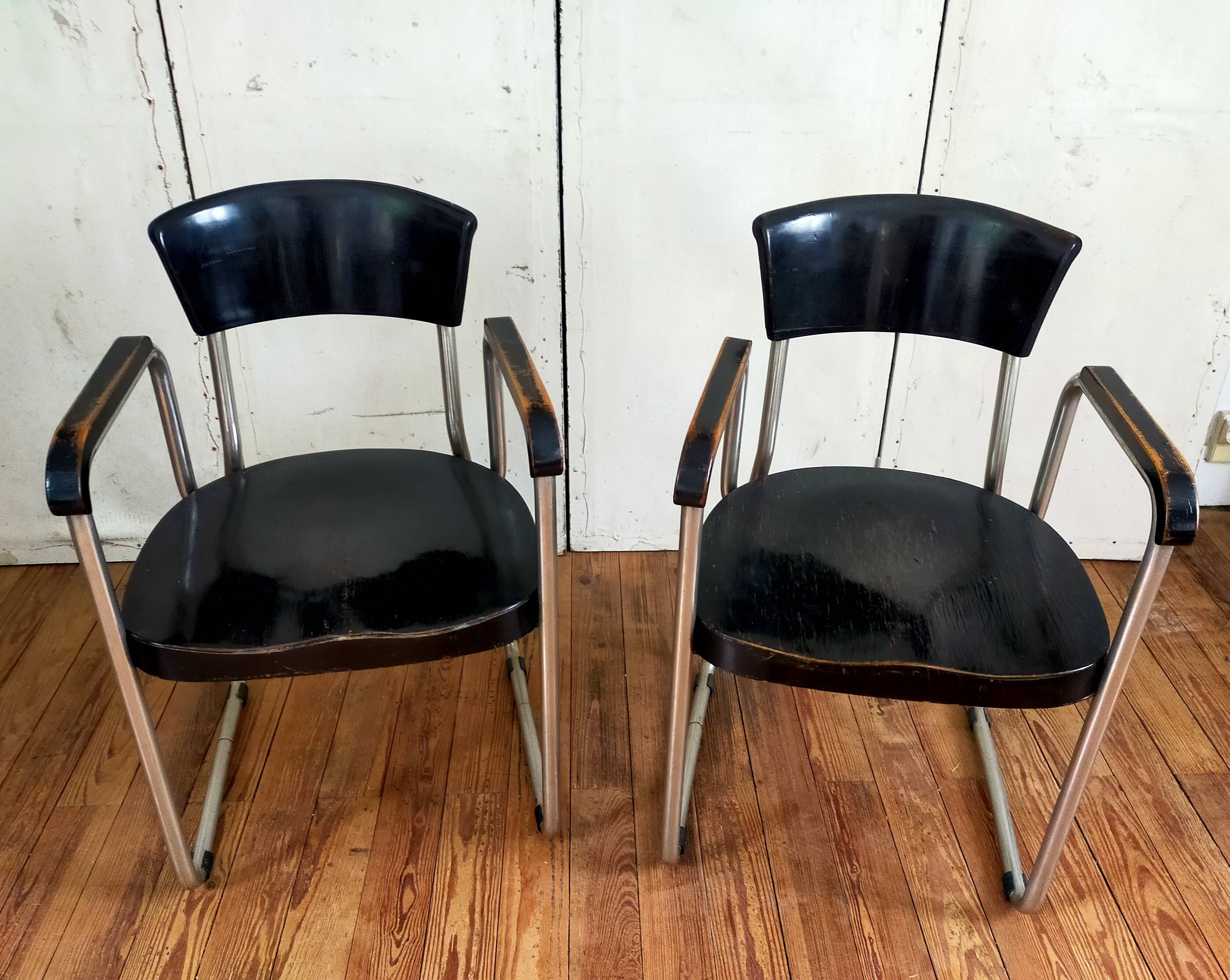 Pair of armchairs by Emile Guilhot edited by Thonet.