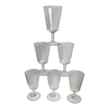 Set of 6 crystal wine glasses engraved 60s
