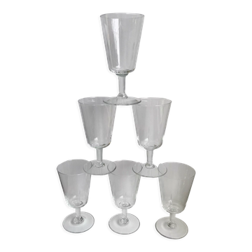 Lot de 6 verres à vin en cristal gravé années 60