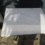 Butcher's table from the late 19th century, wrought iron, brass, and marble.