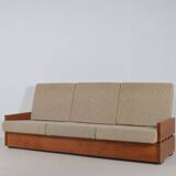 Set of Brutalist armchairs in solid wood, 1970s