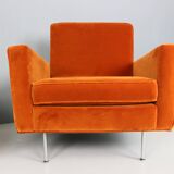 Pair of 1st edition easy chairs 25 BC by Florence Knoll in velvet, 1950s