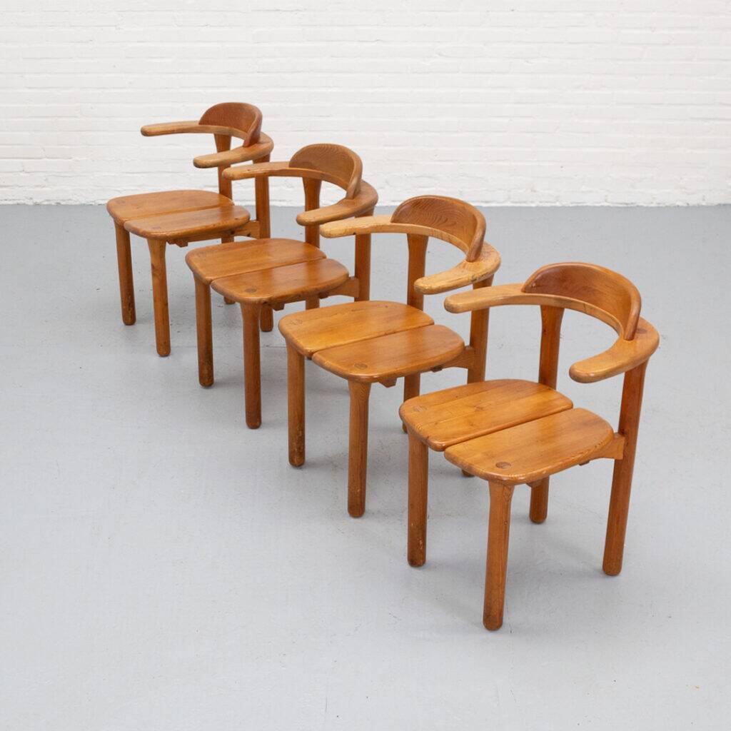 Set of 4 Alder Wood Opus Dining Chairs by Team 7 Austria