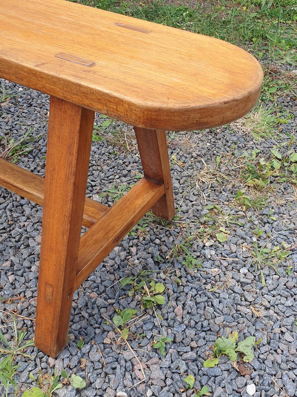 Vintage solid oak bench, 1950s