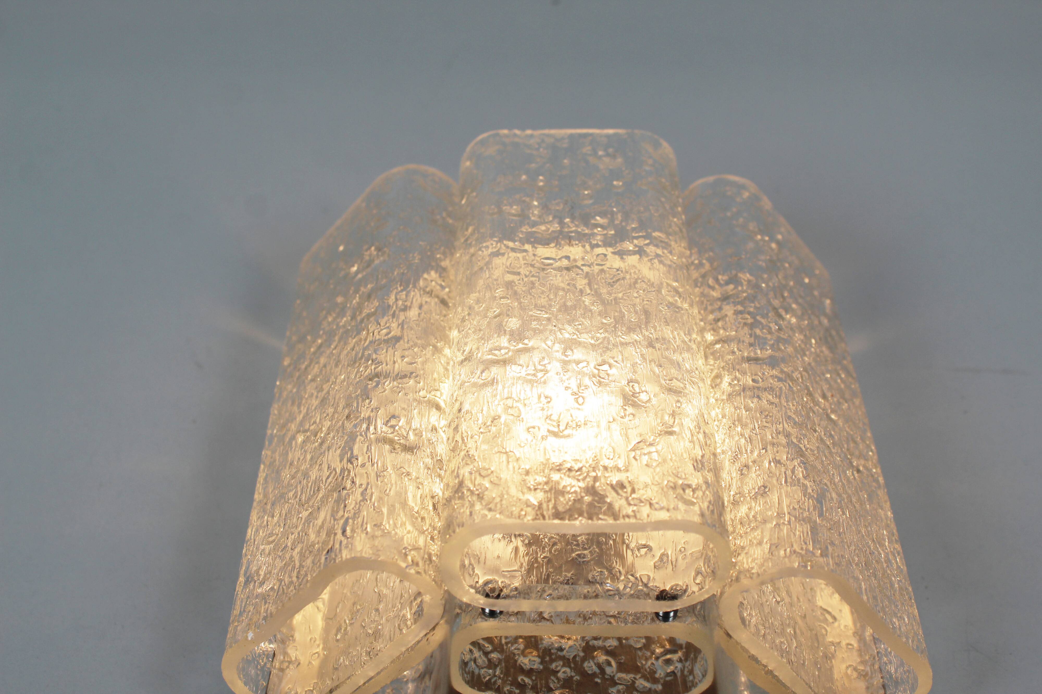 Pair of 'ice glass' wall lamps by Doria Leuchten