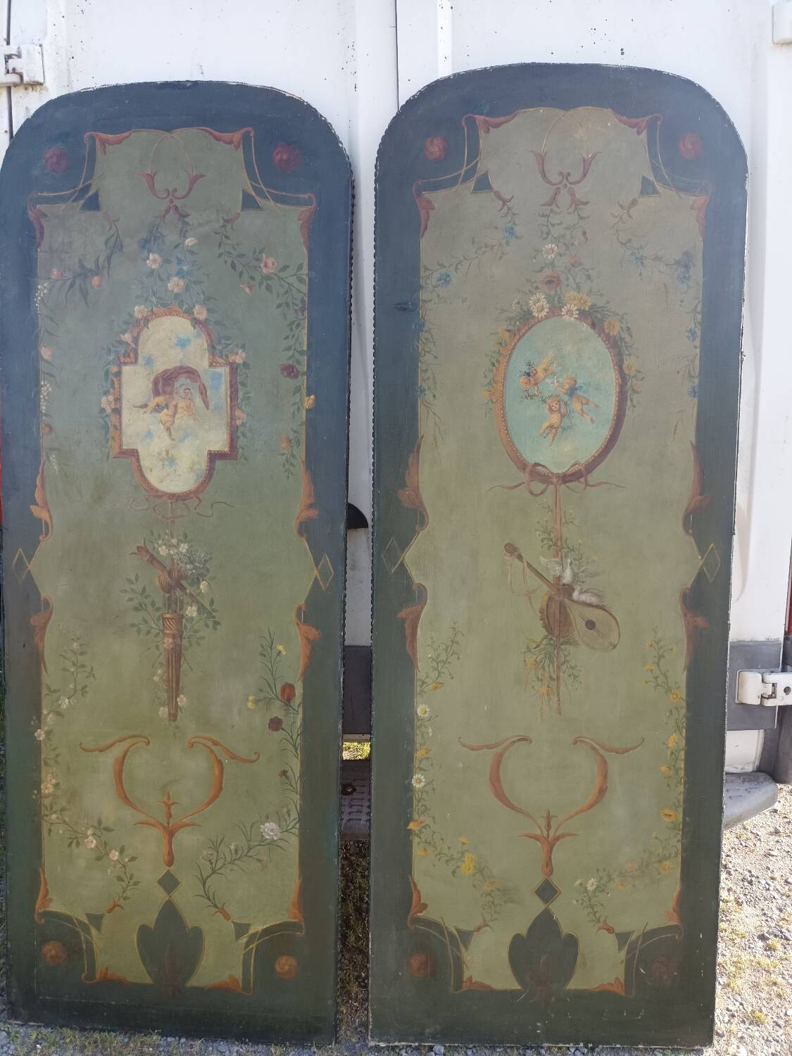 Two painted canvases