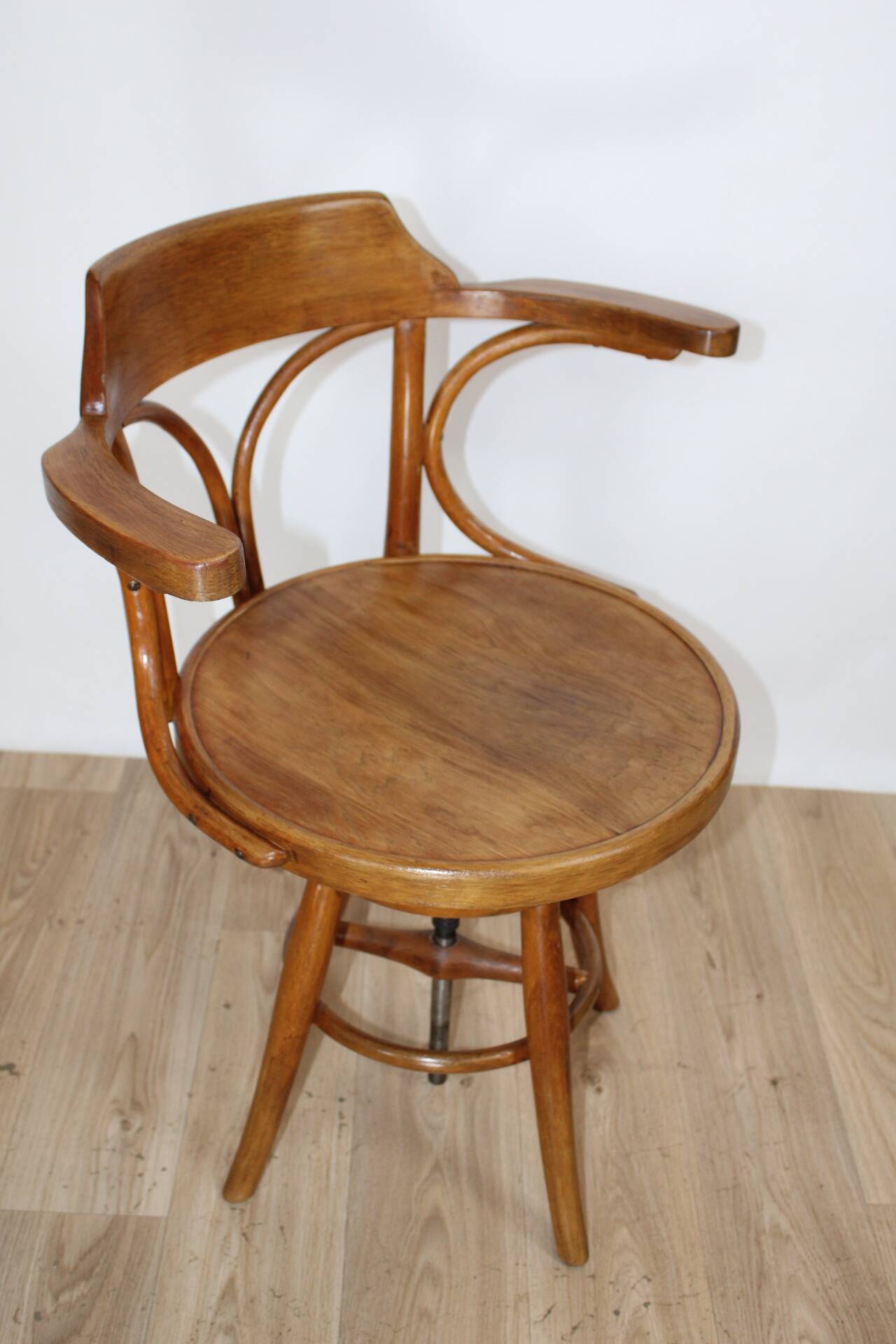 Gemla wooden swivel chair 1950 sweden