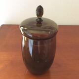 Thick glass jar smoked bronze with lid