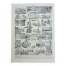 Gravure ancienne1928, Bois 2, industriel, menuiserie, scierie • Lithographie, Planche originale