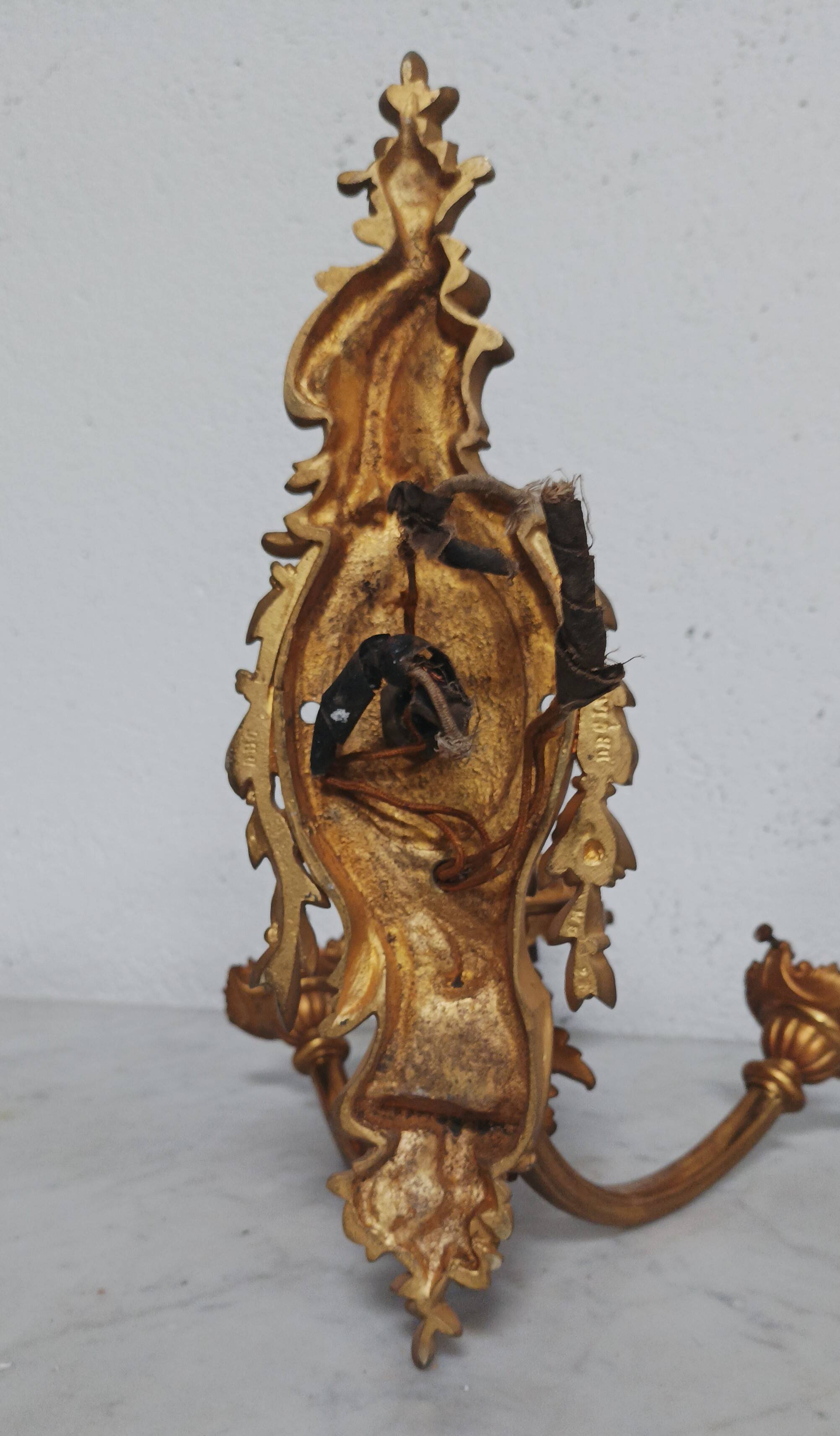 Pair of large Napoleon III bronze wall lights