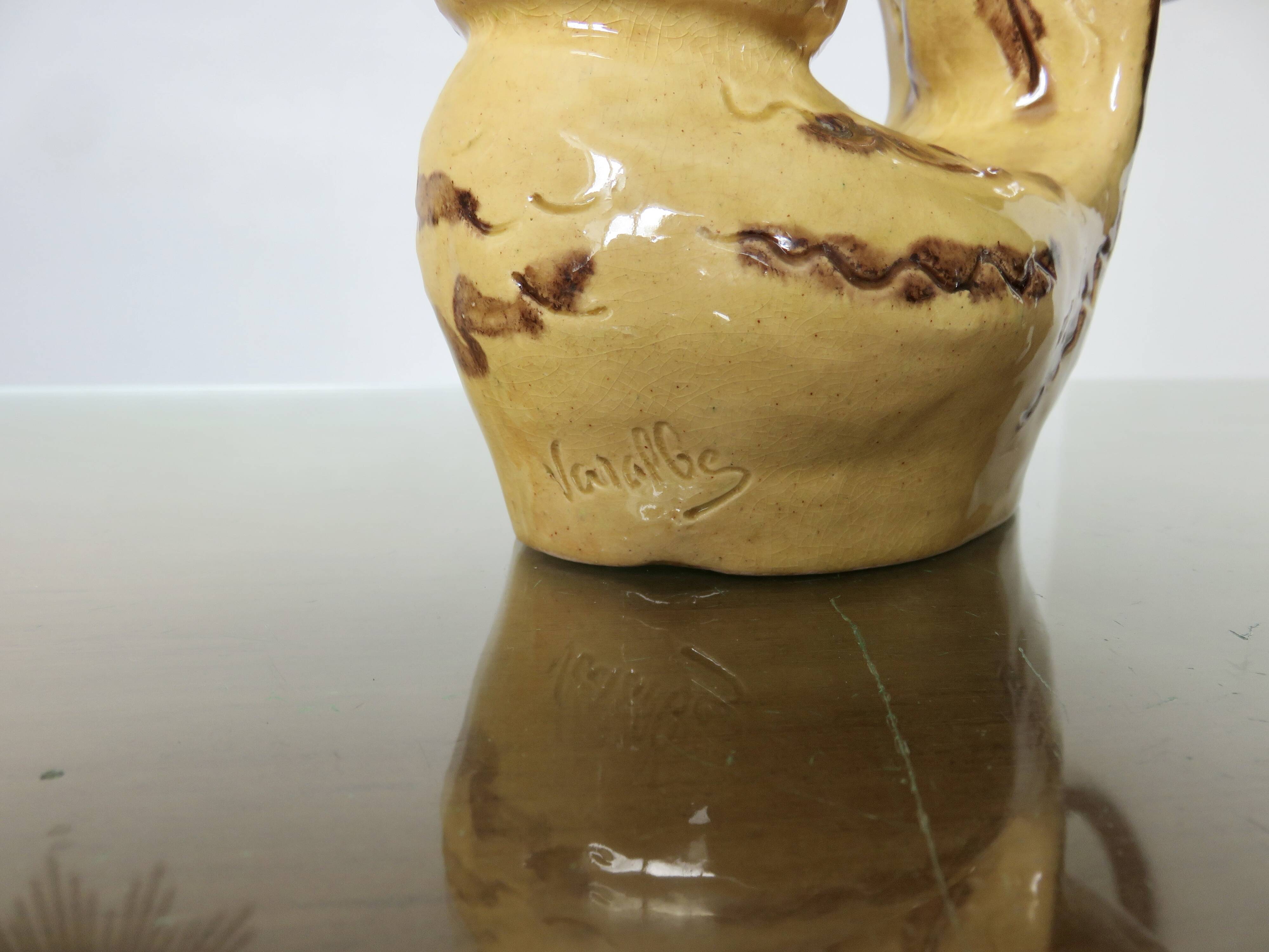 Ceramic candlestick "the rooster" from Périgourdine pottery, 1960