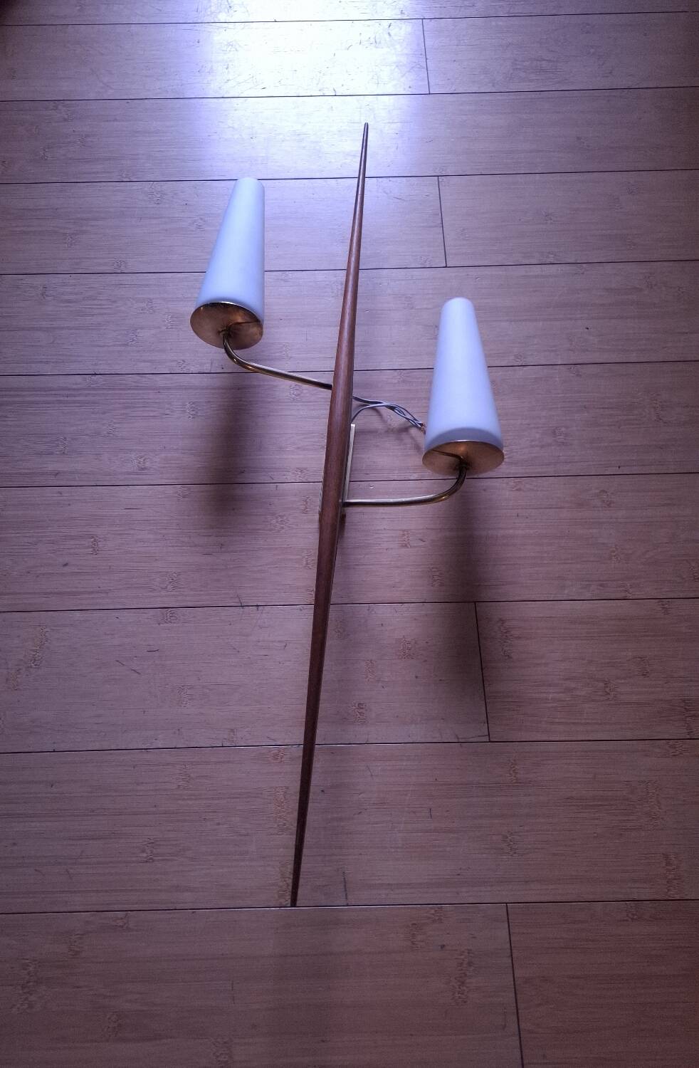 60's teak wall light from Maison Lunel