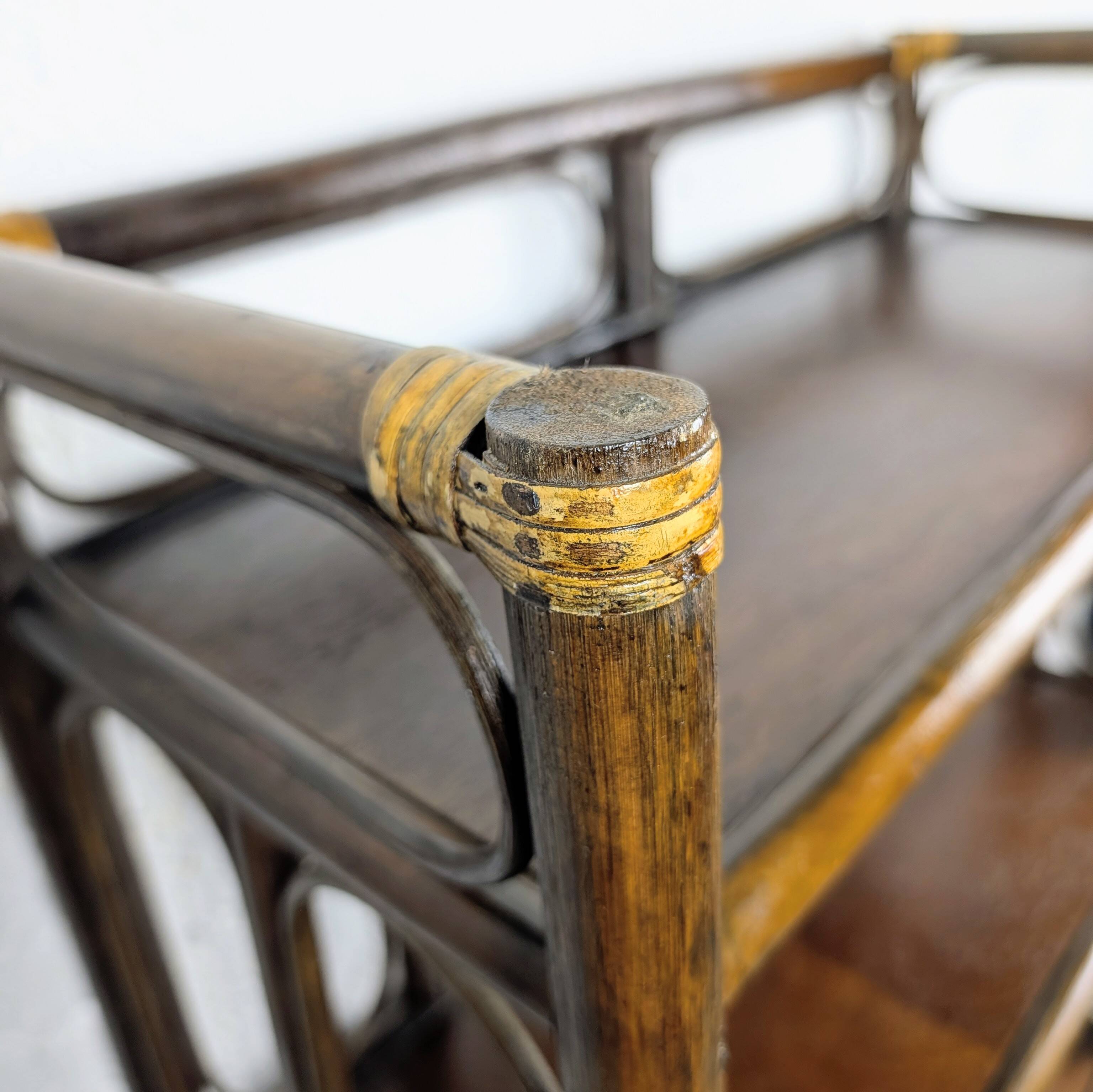 Brown rattan shelf