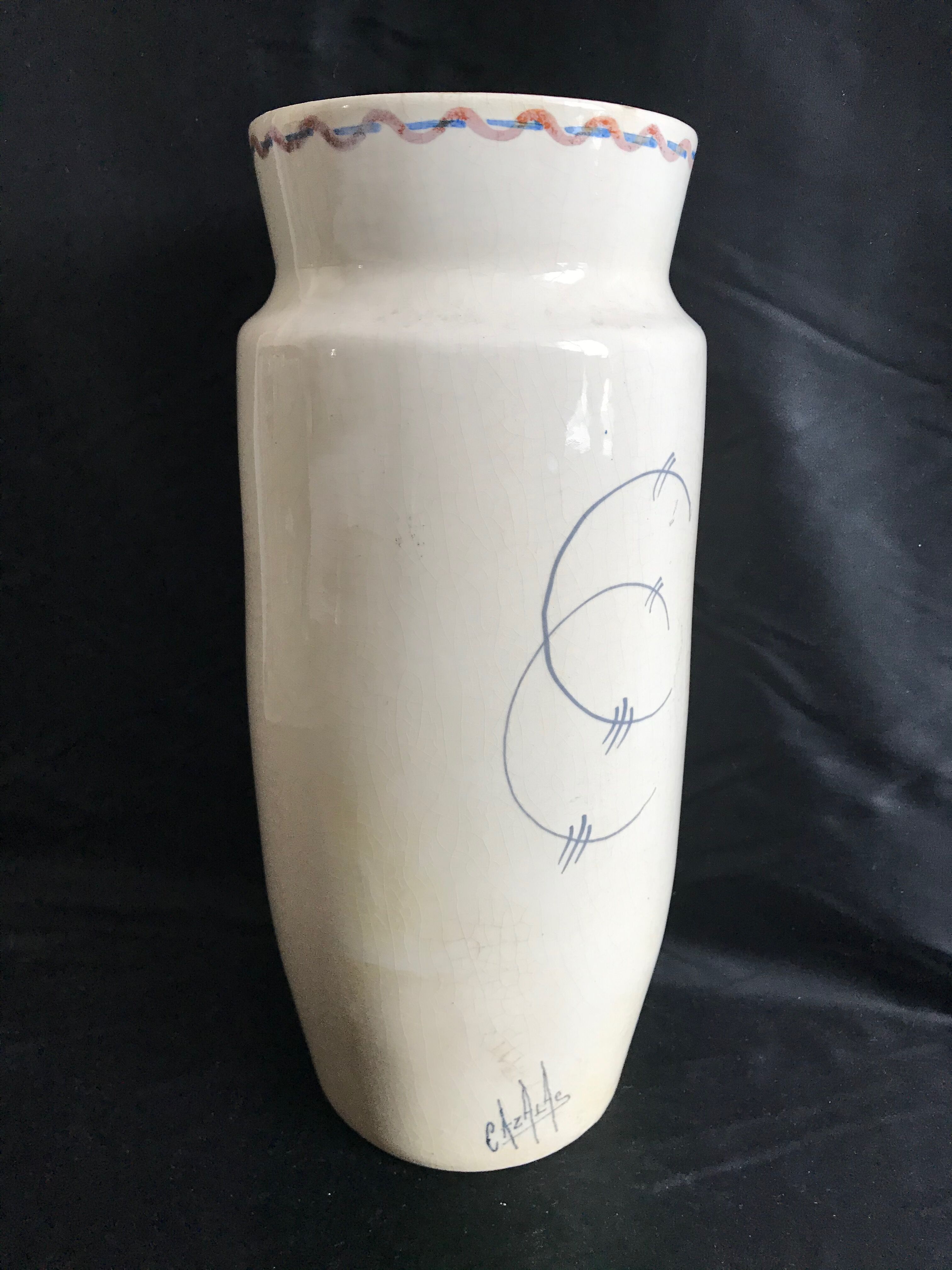 Vase signed by the artist E D - Cazalas