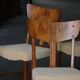 Early 20th century, set of 4 Danish Art Nouveau dining chairs, burl & velvet.