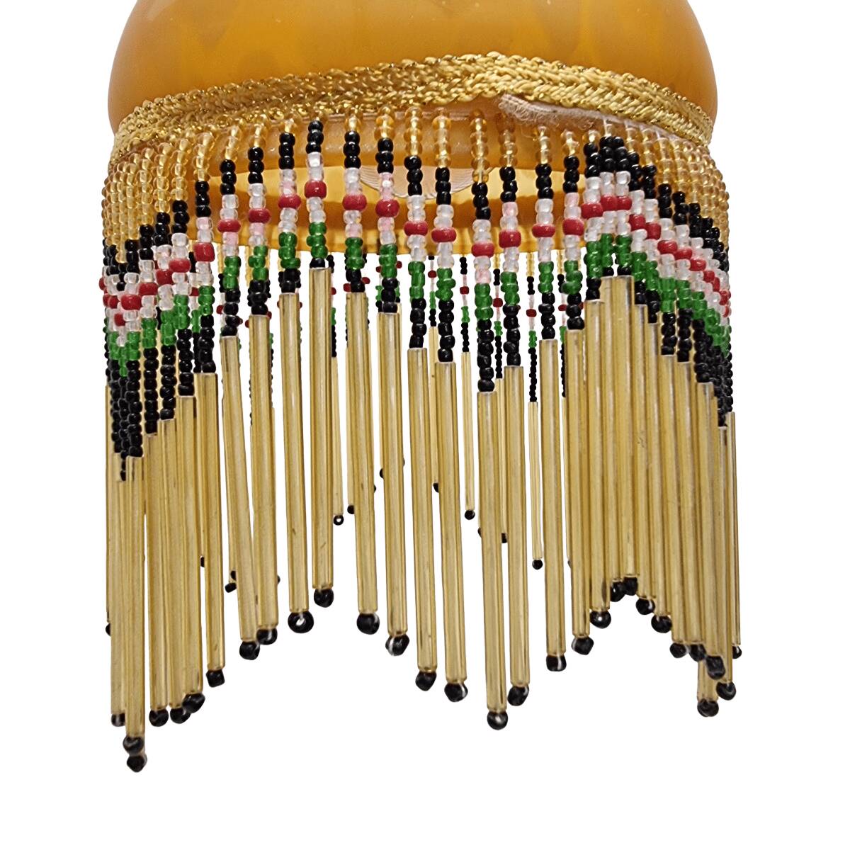 Vintage Beaded Lamp On Brass Base, 1960/70s