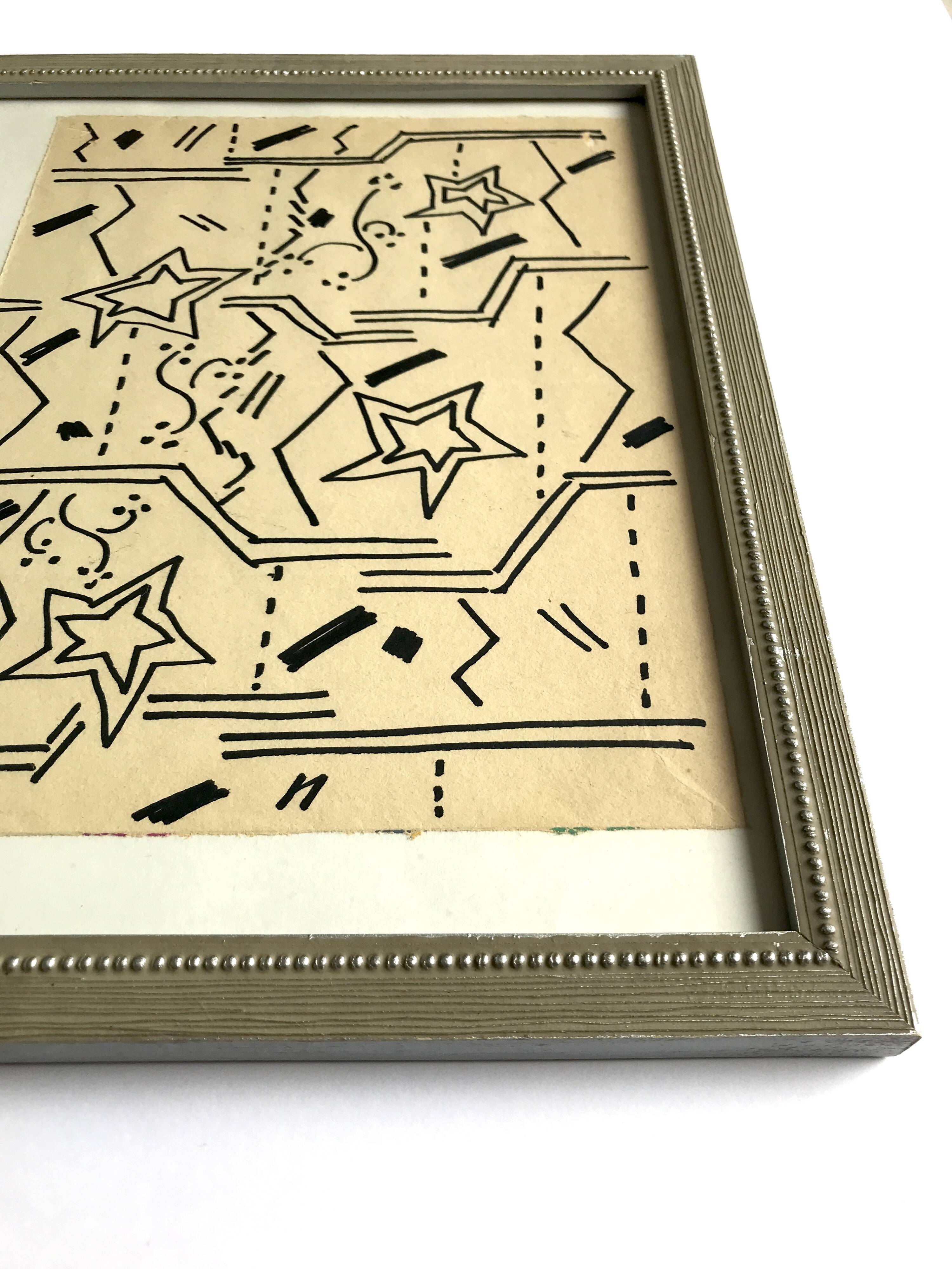 Elie dayan, untitled (abstract composition 1). felt pen on paper