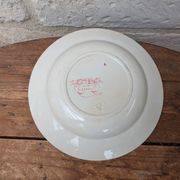 Hollow plate Sarreguemines model Cérès decorated with pink flowers Terre de Fer