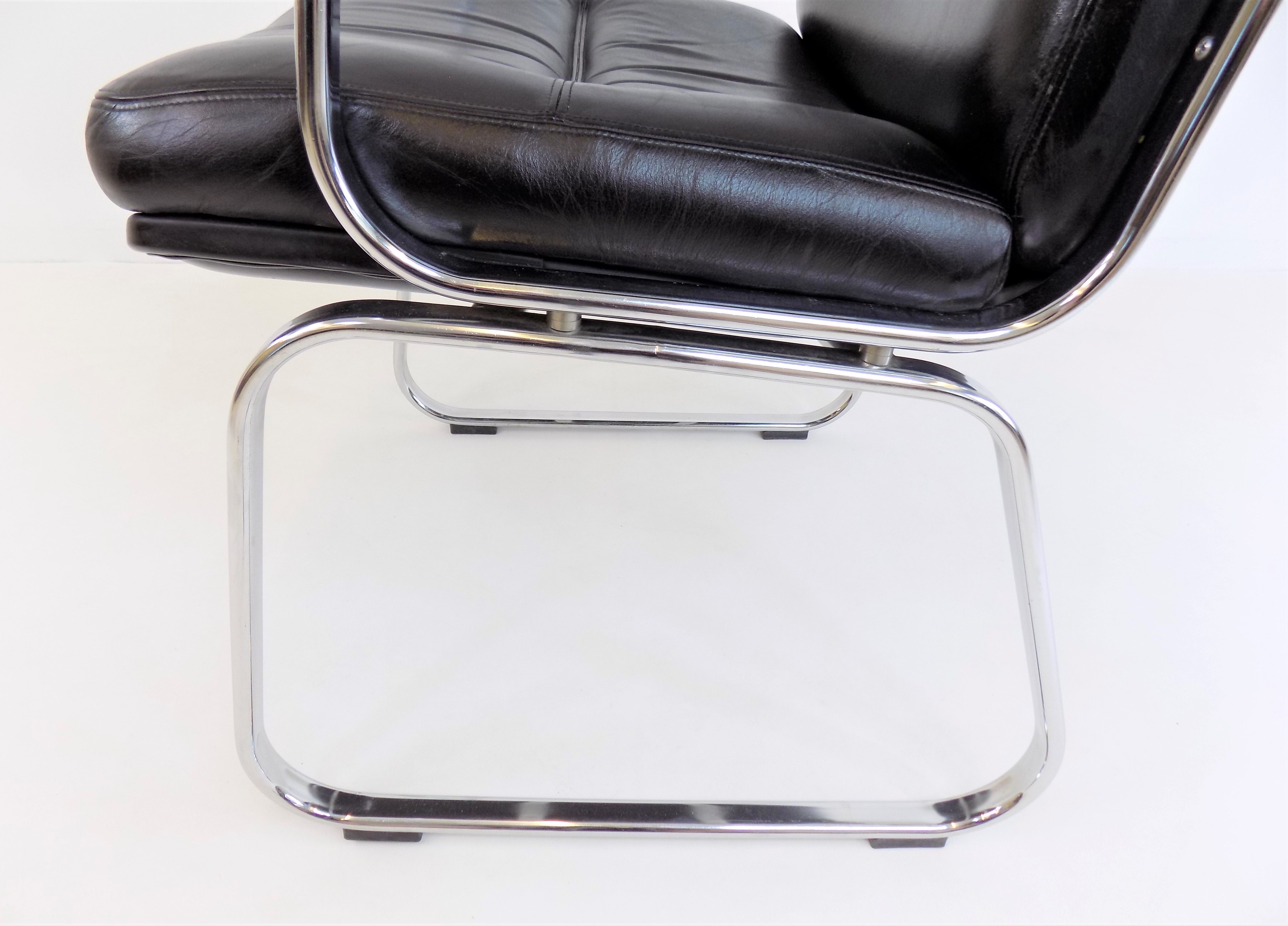 Set of 4 leather office chairs by Grahl