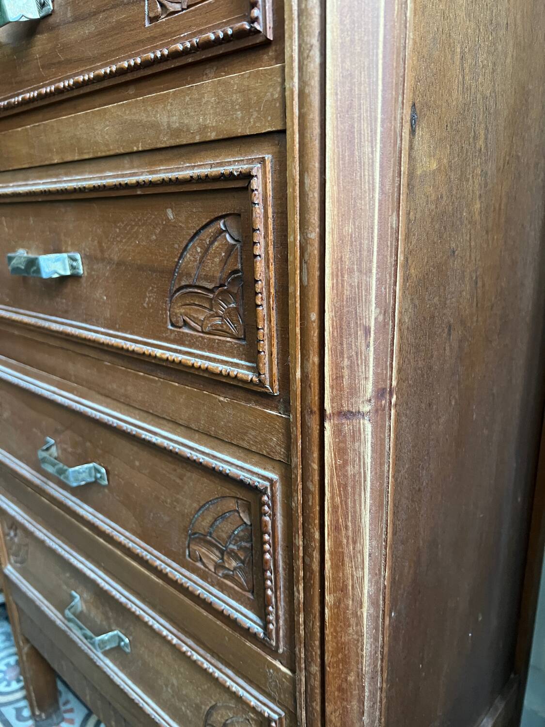Chest of drawers, chest of drawers in wood and marble