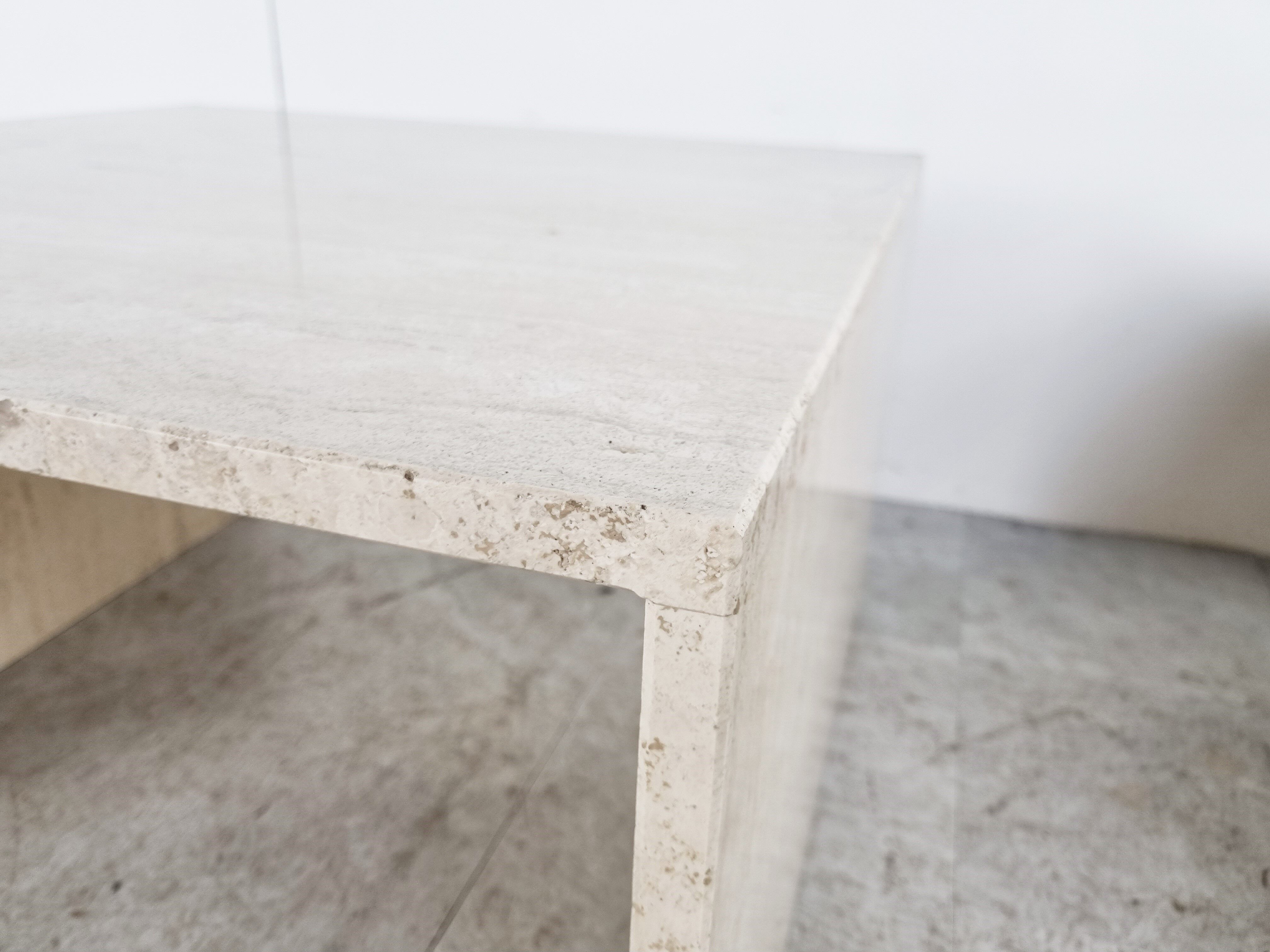 Pair of vintage travertine coffee or side tables, 1970s