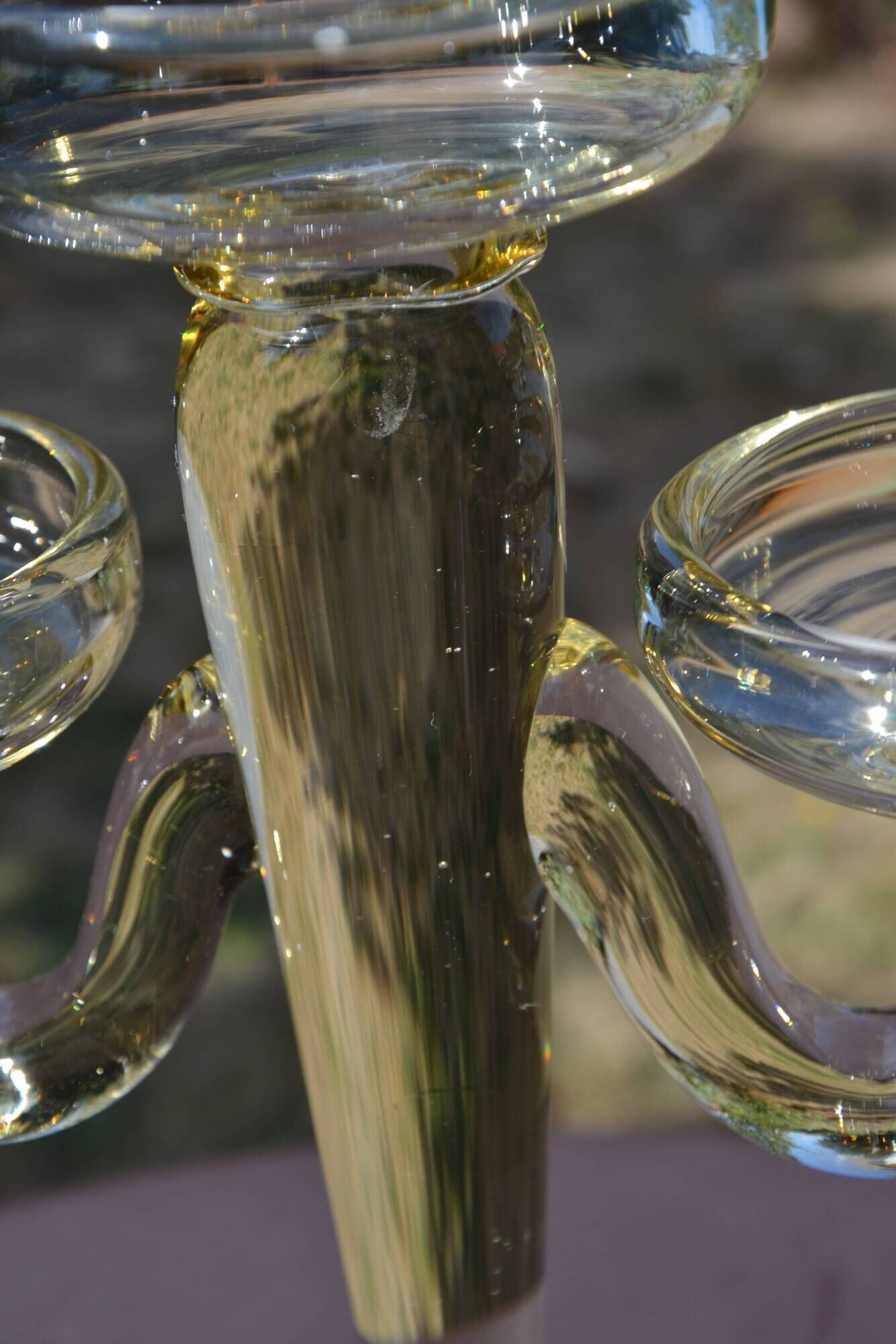 Large blown glass chandelier with bubbles