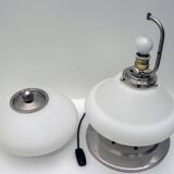 Mazzega Mid-Century Modern Chrome and Murano Opaline Glass Table Lamp, 1960