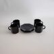 Set of 4 coffee cups and their black saucers Octime Arcoroc