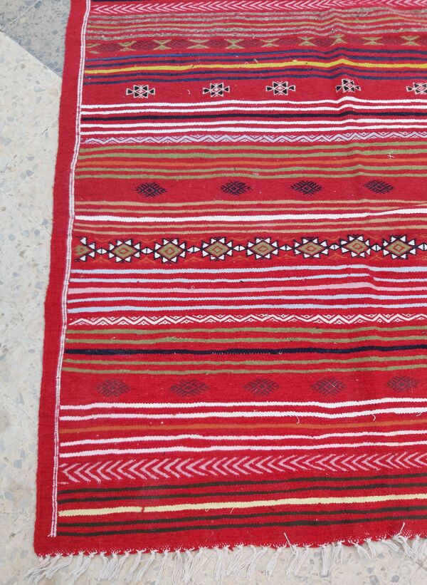 Tapis rouge ethnique en pure laine 120x190cm