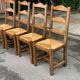 4 solid oak dining chairs with farmhouse straw