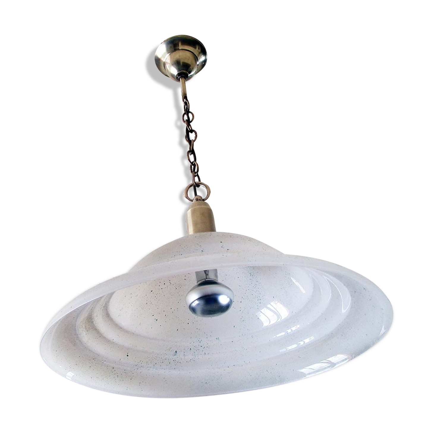 Suspension dome in satin and brass glass