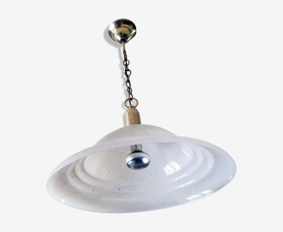 Suspension coupole en verre satiné et laiton