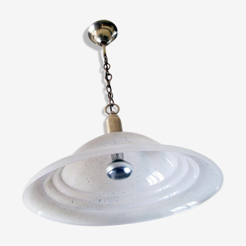 Suspension dome in satin and brass glass
