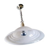 Suspension dome in satin and brass glass