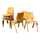 Set of 6 stackable Scandinavian wooden bistro chairs