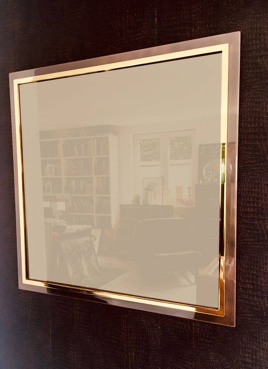 Postmodern Square Bronze Mirror from Belgo Chrom, Belgium, 1980s