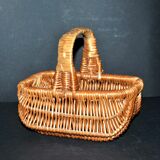 Vintage woven rattan basket - small honey-colored children's basket
