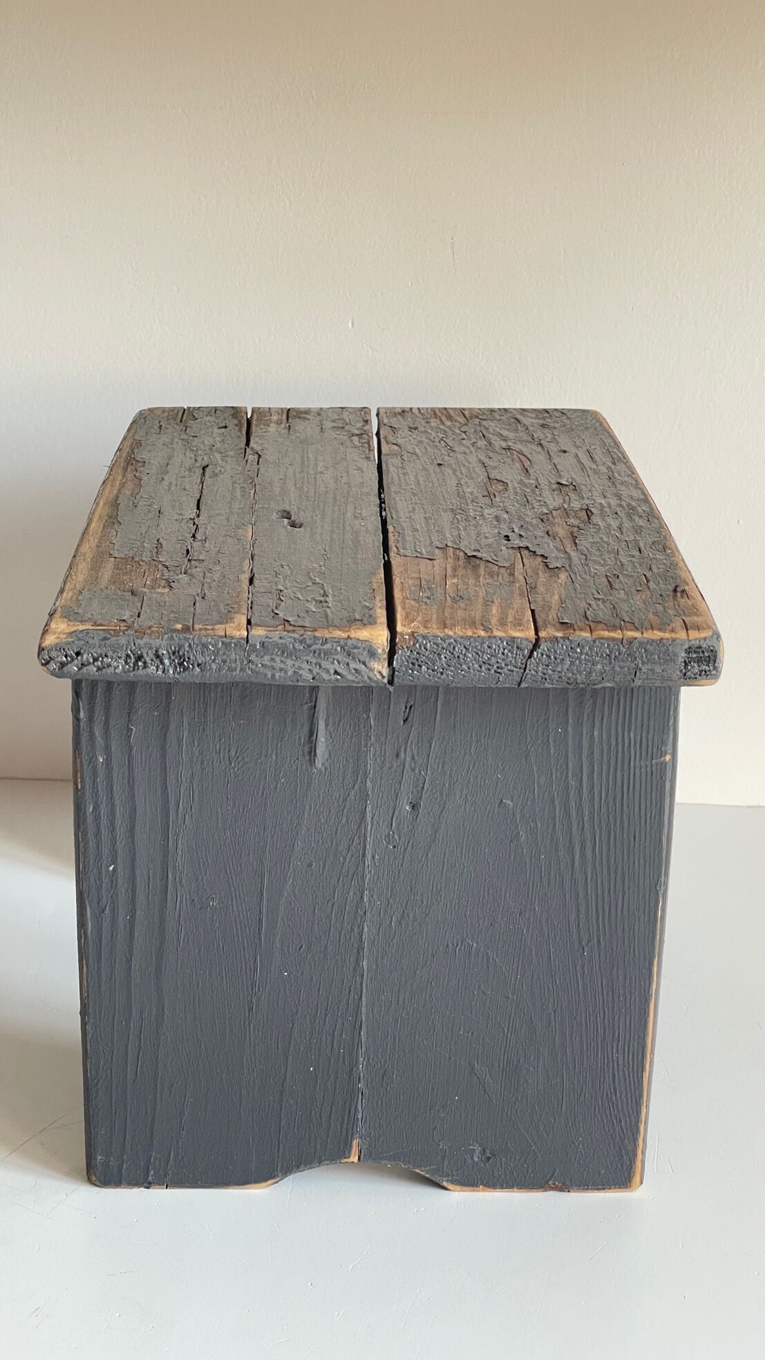 Vintage patinated grey stool