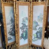Vintage screen bamboo and rice straw