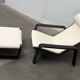 Modern mid-century Pulkka lounge chair set and footrest by Ilmari Lappalainen for Asko, Finland, 1960s.