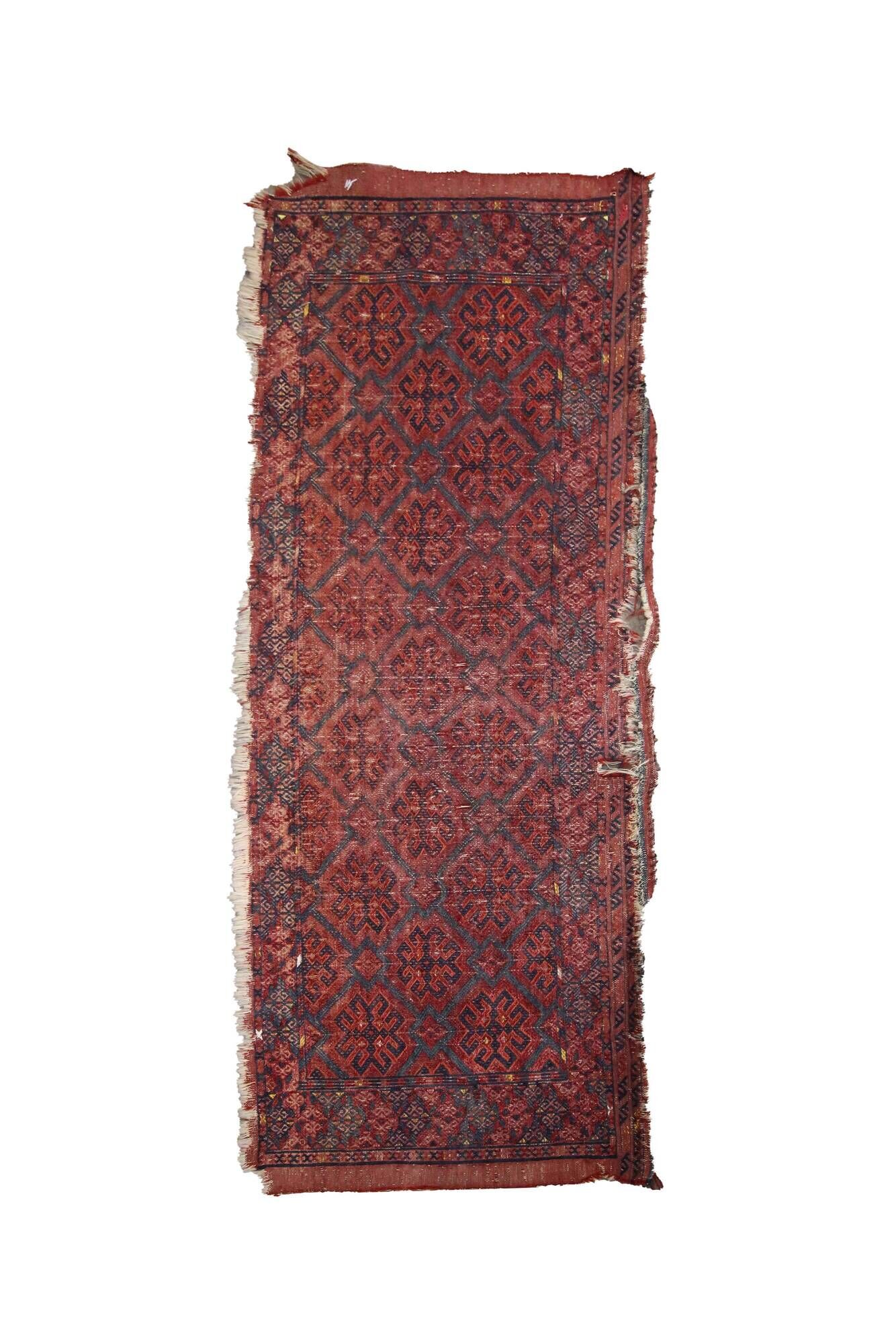 Collectable handmade antique khorassan bashir area rug- 41x129cm