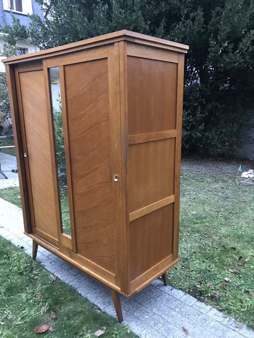 Vintage compass foot cabinet 1950 sliding doors