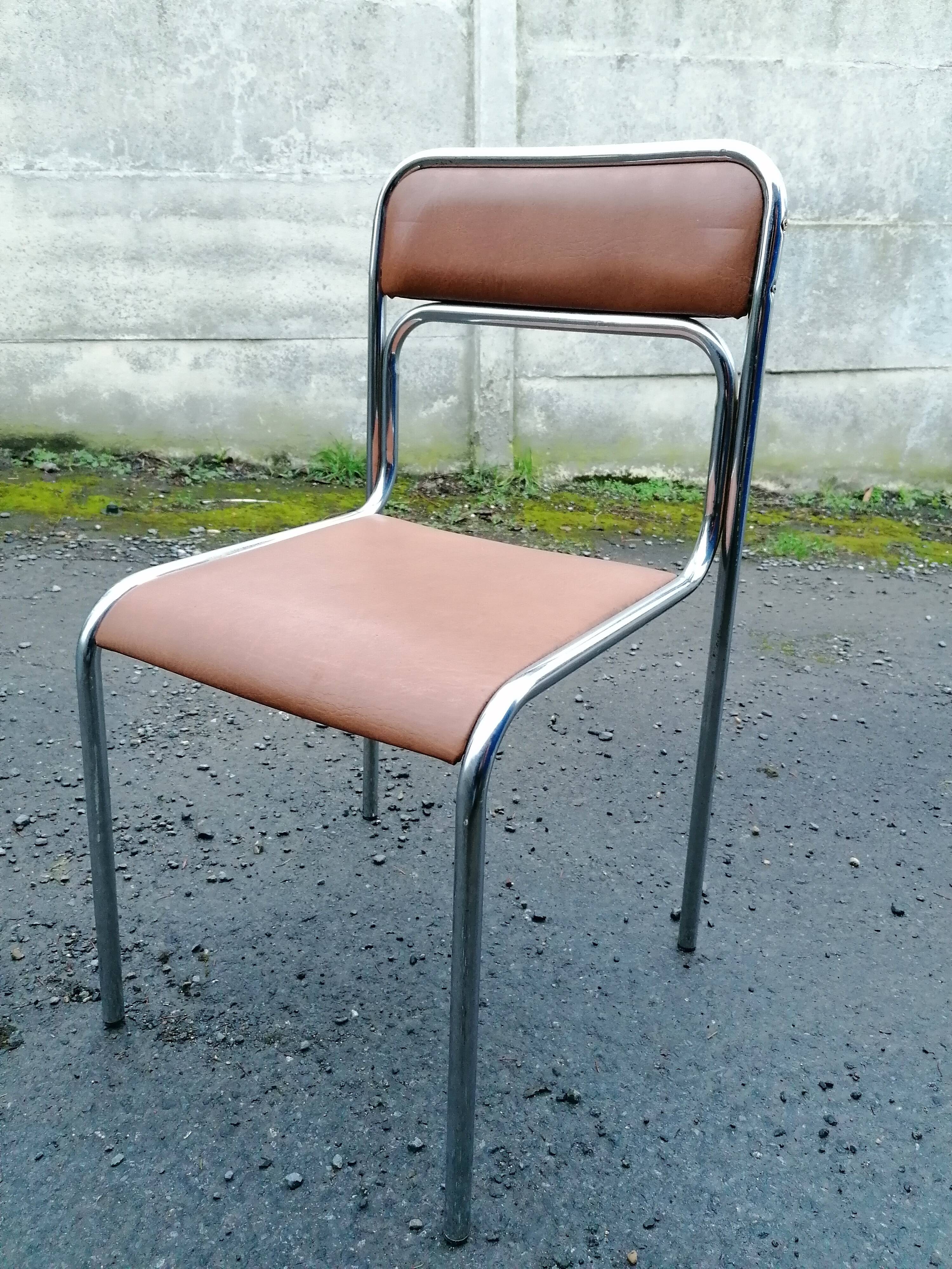 Lot 2 ascona chrome steel chrome chairs imitation vintage brown 1970
