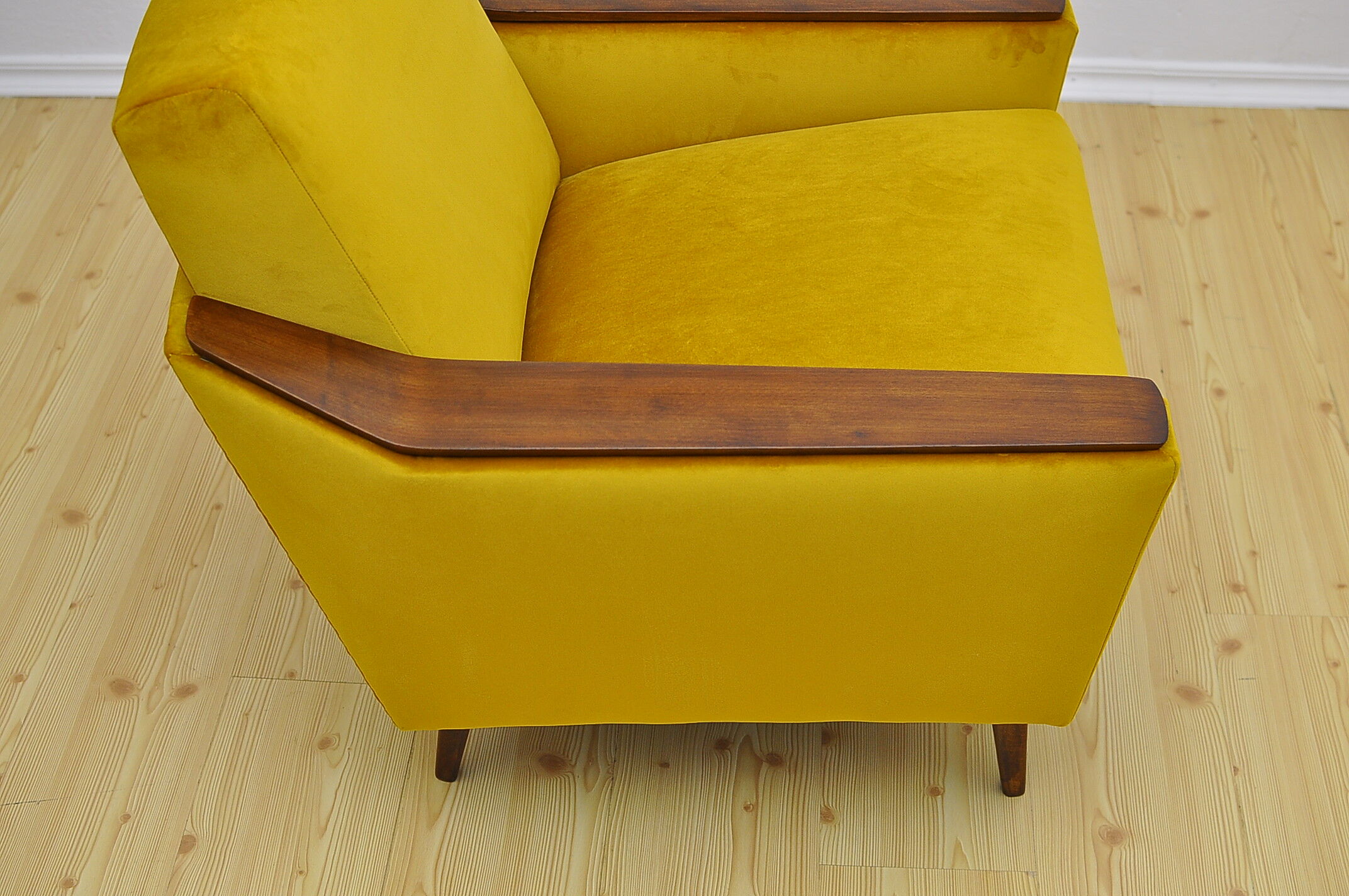 Yellow velvet armchair, 1960s
