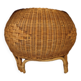Round rattan pouf stool