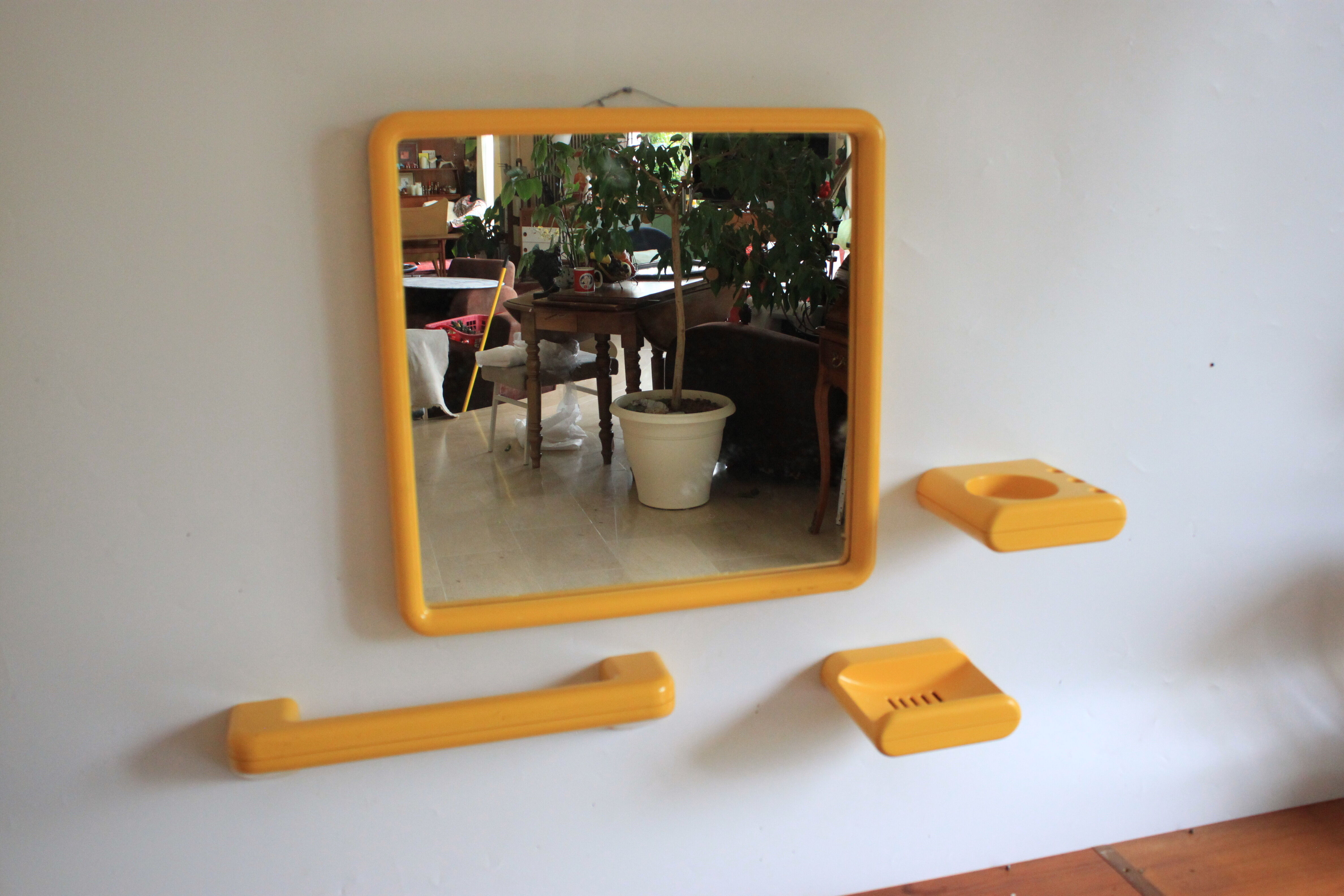 Italian space age plastic bathroom set, mirror
